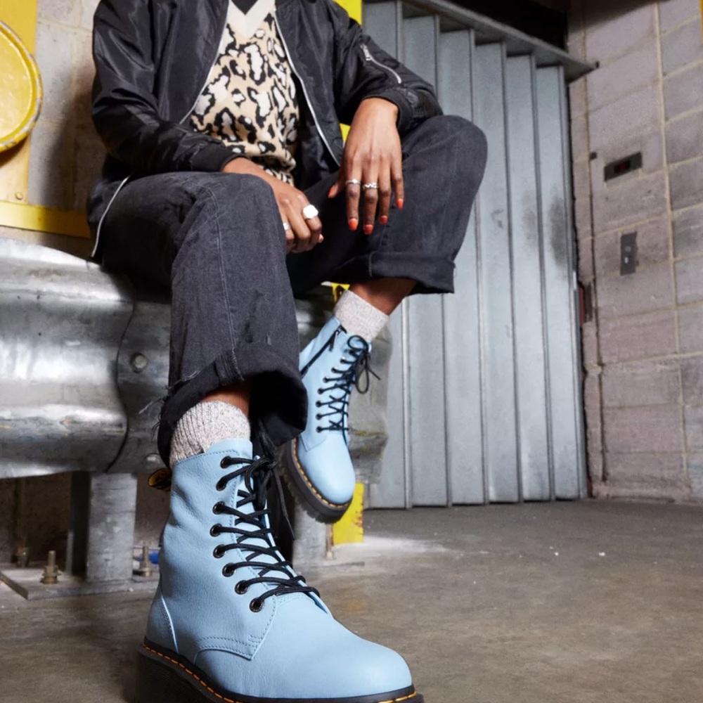 Light blue Dr marten Jadon platform boots - new - W8